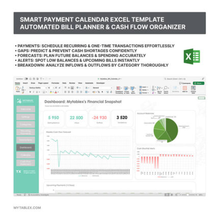 Payment Calendar Excel Template for scheduling payments and tracking cash flow